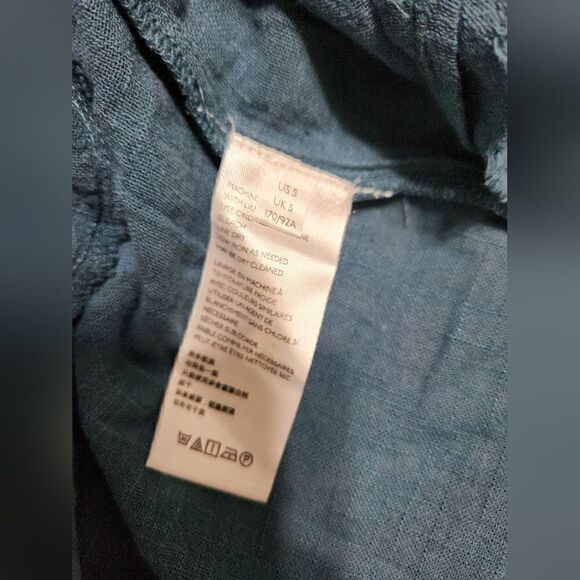 Free People V-neck oversized fit embroidered teal tunic top size small - Picture 13 of 15